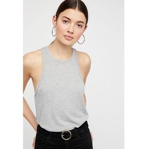 Free People Gray LA Nites Racerback Tank Top XS
